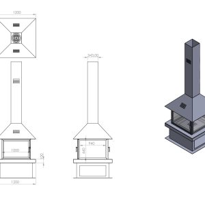 Kare Model Orta Şömine 100X100 - Görsel 4