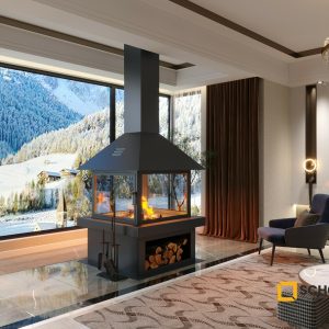 Kare Model Orta Şömine 70X70 - Görsel 2